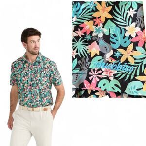 Chubbies Bloomerang Tropical Floral Short Sleeve Performance Golf Polo Shirt S